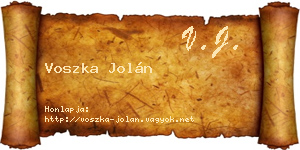 Voszka Jolán névjegykártya